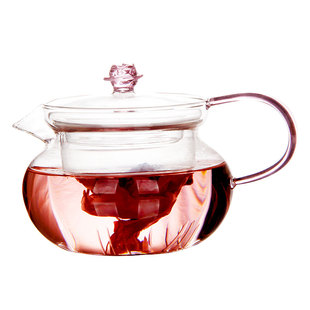 高硼硅玻璃茶具茶水分离茶壶精致粉色花茶泡茶壶蜡烛加热煮茶器