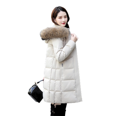 白鸭绒羽绒服女士中长款大码2025年新款韩版女装爆款时尚黑色冬季