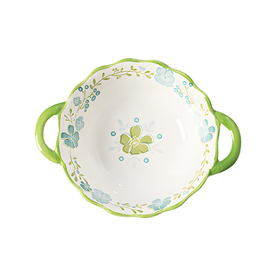 双耳汤碗家用2025新款防烫加厚汤盆大号面碗高餐具釉下彩吃面花卉