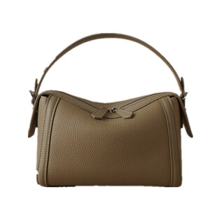 怪兽君小众荔枝纹头层牛皮波士顿包设计感简约真皮枕头包斜挎包包