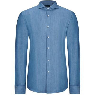 柏品纯天丝丹宁牛仔衬衫男