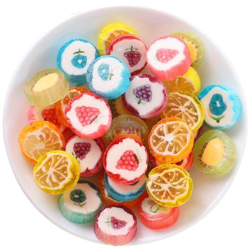 水果切片糖多种口味硬糖果批发散装结婚喜网红好吃的小零食棒棒糖