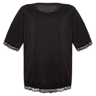 「LA」温婉姐姐*FMZ丨静感系列*原创韩版斜肩蕾丝短袖T恤睡衣套装