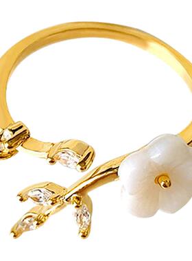 徐州时尚轻奢花朵微镶指环食指女感高级开口可调节锆石众女ins戒