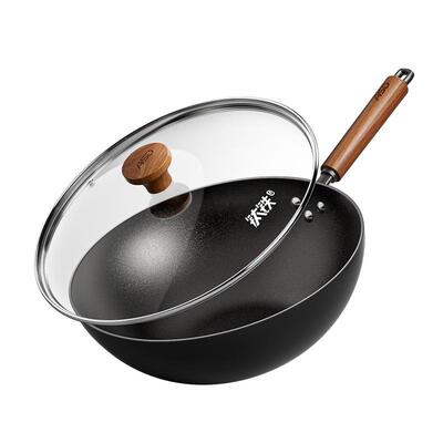爱仕达有钛铁锅炒菜锅家用不粘炒锅0涂层免开锅电磁炉燃气专用锅