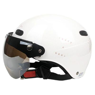 台湾eVo手绘熊白摩托车头盔夏季