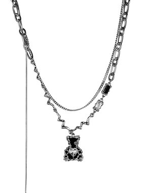 合金小熊吊坠钛钢锁骨链男女潮