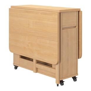 志光实木折叠餐桌小户型家用餐桌椅套装简约现代6人可移动折叠桌