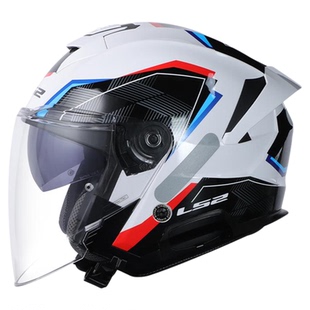 LS2头盔摩托车冬季四分之三头盔双镜片半盔男女4分之3盔四季OF618