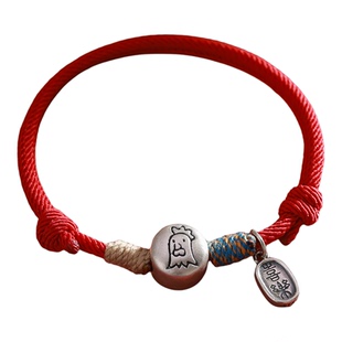 免费刻字十二生肖红绳儿童手链女款纯银男孩宝宝编织属相转运手绳