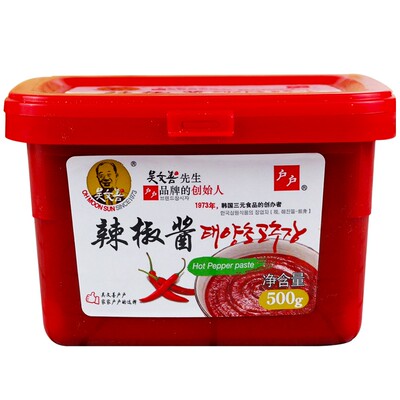 吴文善户户韩国辣椒酱500g韩式酱