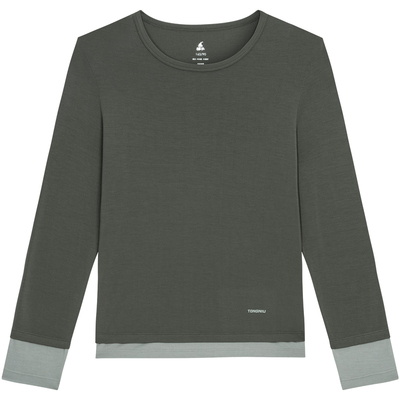 铜牛莫代尔舒弹圆领拼接女衫 2025秋冬新款轻薄上衣打底衫VS359