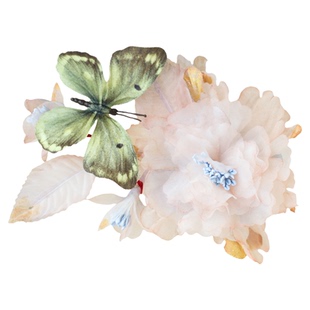 枯荣 国风烫花头饰纱绢发饰蝴蝶花朵发夹新中式汉服旗袍边夹侧夹