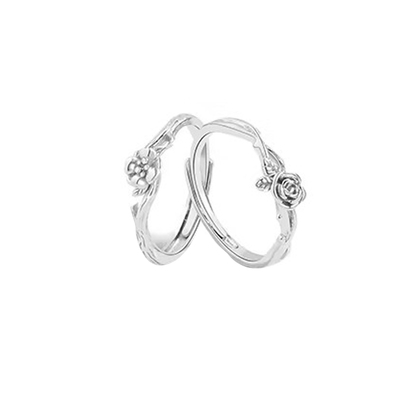 玫瑰与桔梗/闺蜜戒指/纯银一对