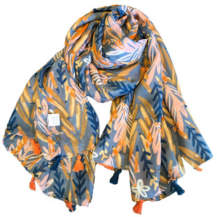 民族风围巾波西米亚黑色几何度假棉麻丝巾印花沙滩巾防晒披肩