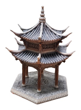 集贤亭古建筑模型小房子摆件水陆盆景假山古风微景观造景亭子diy