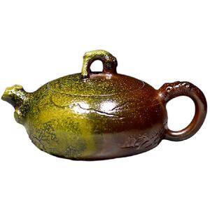 新品坭兴陶柴烧仿古贵妃壶名家纯手工茶具家用泡茶壶非紫砂工艺