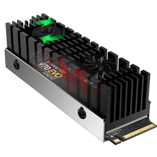 JIUSHARK九鲨M.2 2280硬盘散热器SATA双擎风扇SSD固态PCIe4-5.0铝