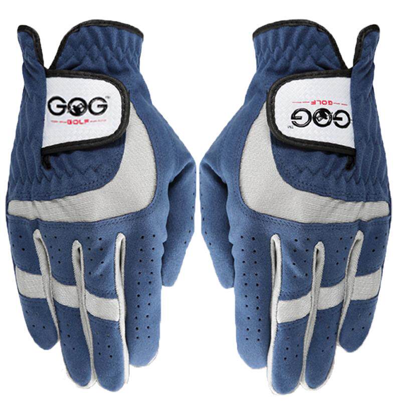 正品GOG 高尔夫手套 男士超纤细布蓝色黑色透气 左手右手两只包邮