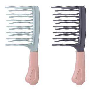 双排波浪齿卷发梳PVC手柄头皮按摩梳头发蓬松梳理发店卷发造型梳