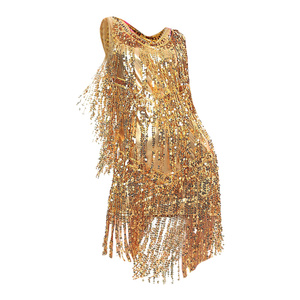 飞魅 拉丁舞演出服成人女练功服 拉丁舞裙新款亮片流苏比赛连衣裙