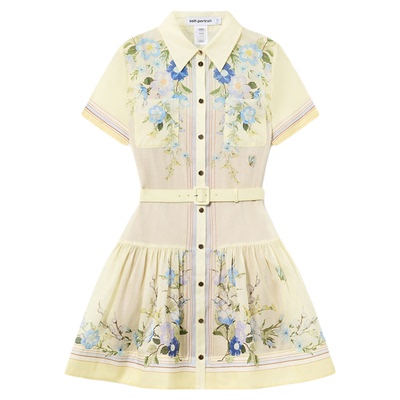 self-portrait翻领短袖连衣裙