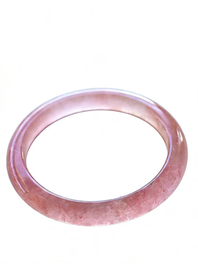 天然草莓晶手镯冰种正圈高冰满籽