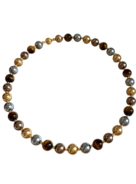 西大班天然虎眼石美拉德珍珠项链