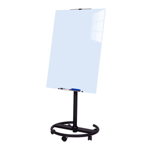齐富磁性钢化玻璃白板支架式带轮移动办公商用小黑板家用款教学培训班儿童涂鸦画板记事磁吸可擦写字板书写