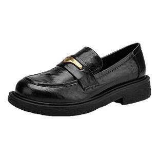 达芙妮乐福鞋女2026新款春季英伦风jk黑色小皮鞋女款通勤平底单鞋