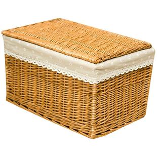 服装店收纳箱藤编高颜值陈列整理盒柳编原木衣物女装店衣架储物箱