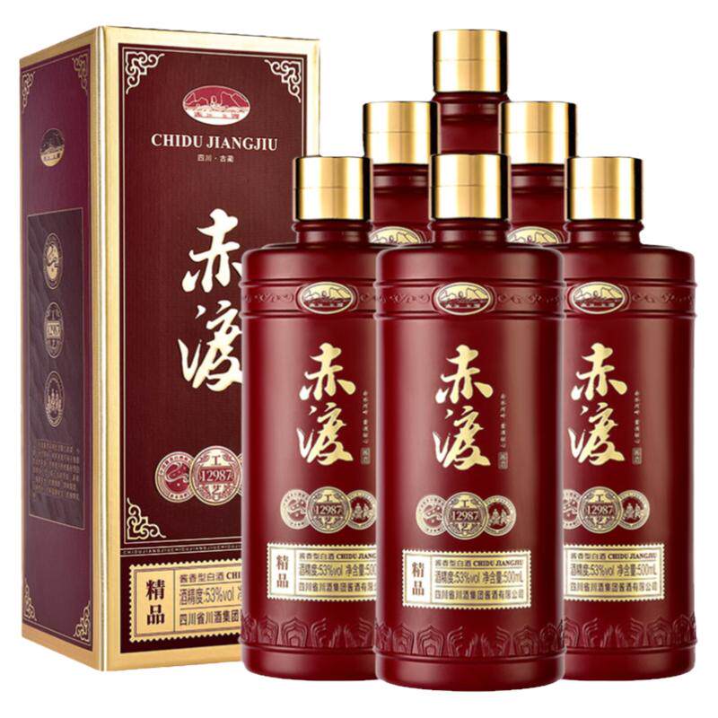 川酒赤渡酱香型白酒53度500ml