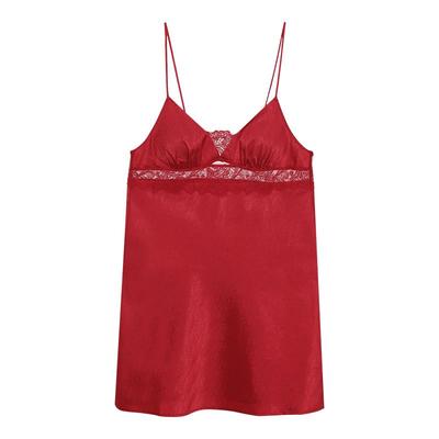 爱慕25秋冬新款好事将近睡衣女红色本命年细肩带吊带睡裙AM42B601