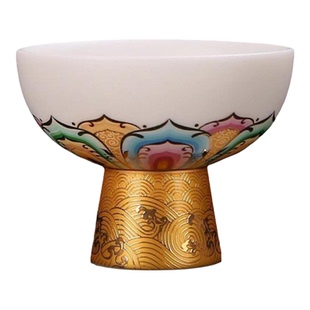 徐建勇大师高档羊脂玉瓷茶杯茶盏福海升莲杯个人专用主人杯礼盒装