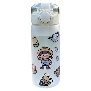 便携防摔塑料吸管水杯子女学生韩版夏季ins简约夏天可爱耐热茶杯