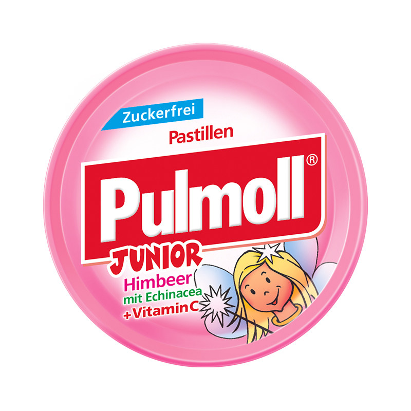 【冠军推荐】德国进口pulmoll飚摩无糖儿童覆盆子味维生素C润喉糖