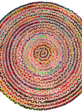 异丽印度进口黄麻圆形民族风客厅