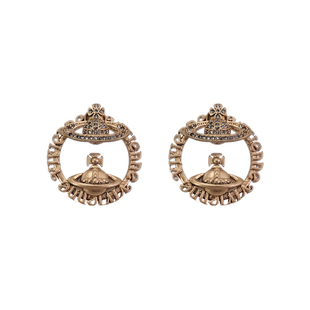 圆形西太后土星耳环2025新款爆款高级感耳钉轻奢前后字母设计耳饰