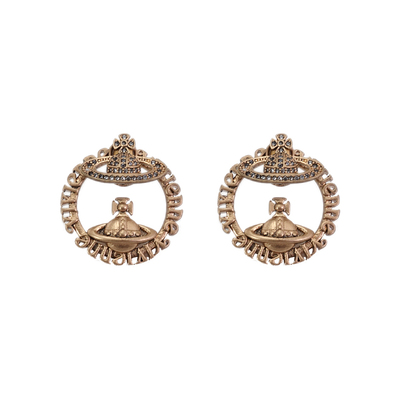 XMR欧美圆形字母西太后土星耳环