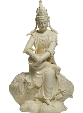 晟美陶瓷18寸坐岩自在观音佛像