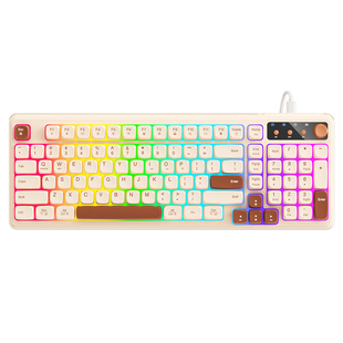 BOW 机械手感有线键盘游戏电竞女生办公打字专用键盘台式电脑通用