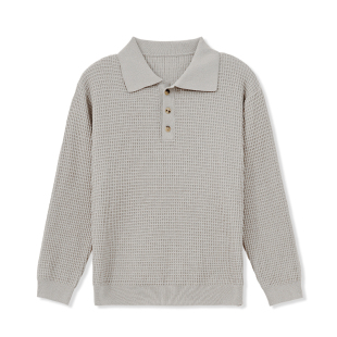 UNICAHOMME/INS摩登腔调_华夫格POLO领强捻棉针织套头衫轻奢质感