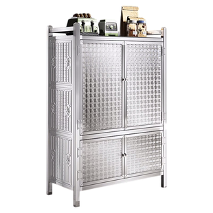 不锈钢碗柜农村家用橱柜置物柜简易多层柜子收纳储物柜杂物柜