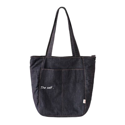 日系通勤大容量帆布单肩包