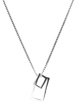 大小方块钛钢蛇骨链男女项链吊坠