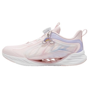 特步童鞋秋冬新款中大童女童时尚旋钮扣便捷跑鞋儿童运动软底鞋子