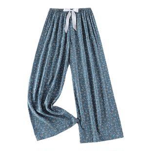 睡裤女夏纯棉绸薄款睡衣夏款韩版可外穿绵绸裤人棉休闲宽松阔腿裤