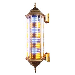 美发店六角复古小蛮腰理发店挂墙式智能省电加亮LED转灯户外防水