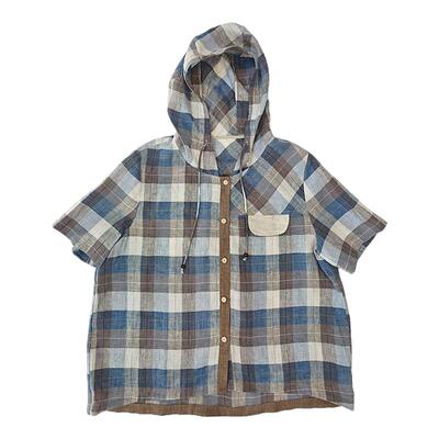 无色无味新款纯亚麻短袖衬衫女款