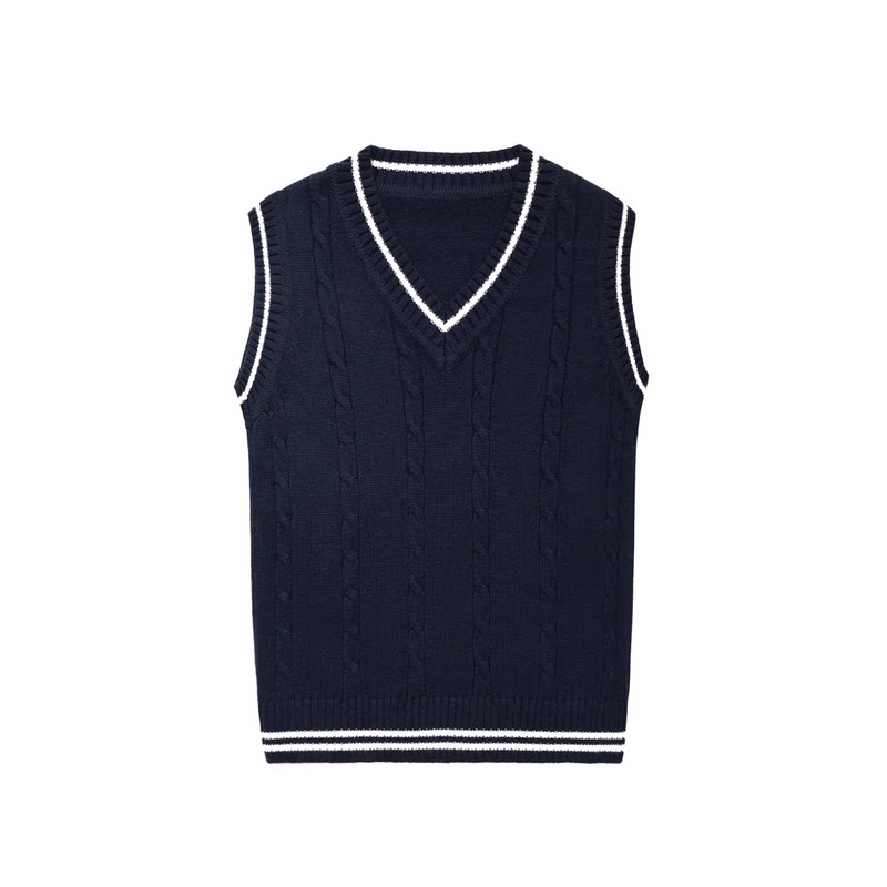 背心纯棉毛衣厚款马甲针织衫童校服学院风班服中小学生表演合唱服